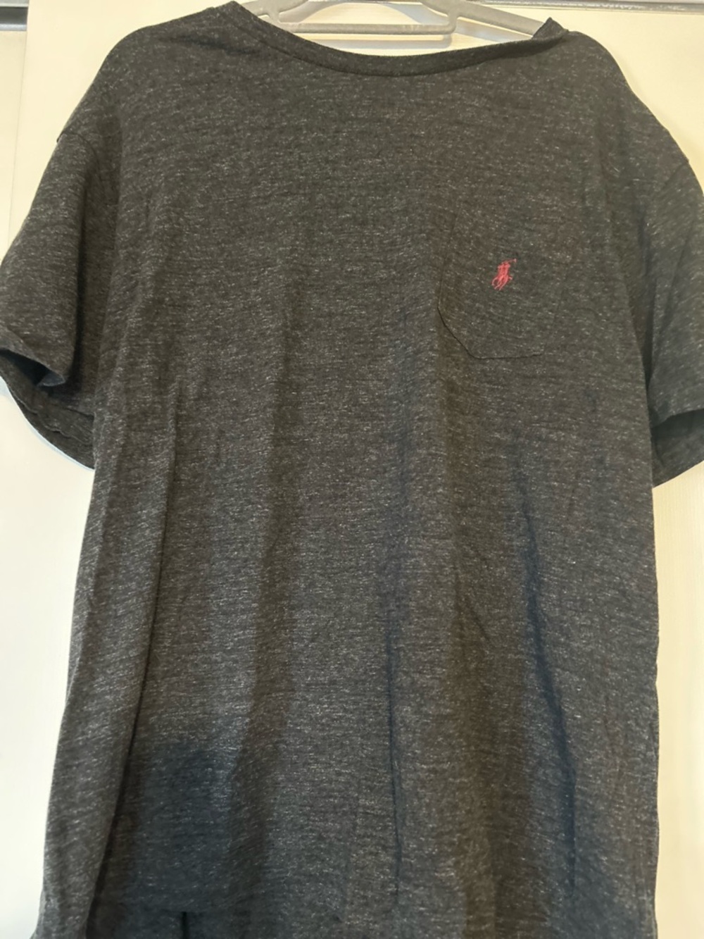 Polo by Ralph Lauren Charcoal Heather Pocket Tee with Pink Pony